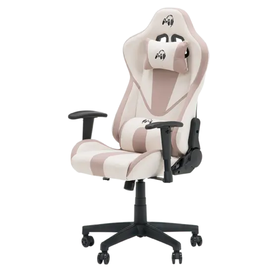 Геймърски стол ИВЕЛ с подглавник в бежово и кафяво