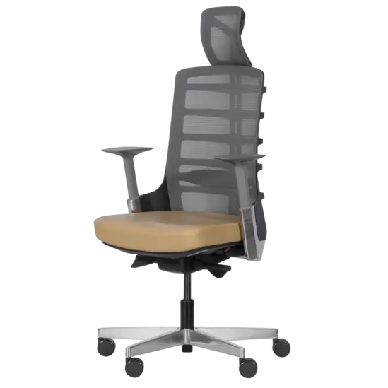 Директорски стол АЛЦЕК- снимка отпред, беложа дамаска