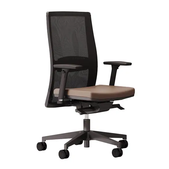 Работен стол HELLO- с кафяв цвят седалка