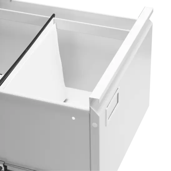 Метална картотека L BTL с 2 чекмеджета - приближена снимка на чекмеджето отвътре, празно е