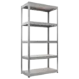 Снимка отпред: Метален стелаж, цинково покритие, МДФ рафтове, регулируема височина
