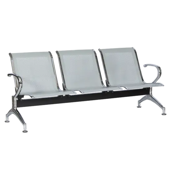 Посетителска пейка BTL 30- триместна, сива, метална, пейка