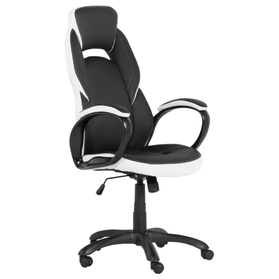 Геймърски стол ЦВЕТАН - бял с черно, еко кожа