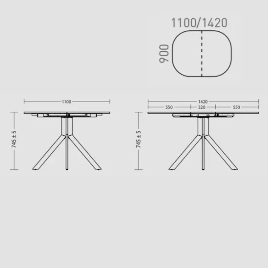 Трапезна маса РАЛИЦА  03-размери на маса