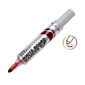 Маркер за бяла дъска Pentel Maxiflo 6.0 мм червен с пиктограма за множество цветове и 6 мм дебелина на писане