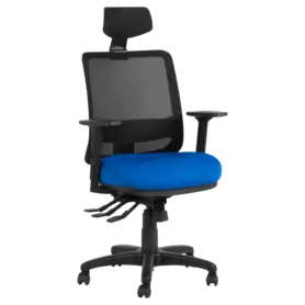 Работен стол SEVERO-сниман отпред, син цвят дамаска