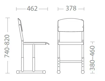 Ученически стол Ана Е-276 -схема, размери на стол