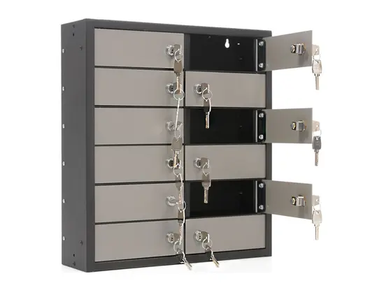 Снимка на Метален шкаф за телефони DBI PMT 12- с няколко отворени врати