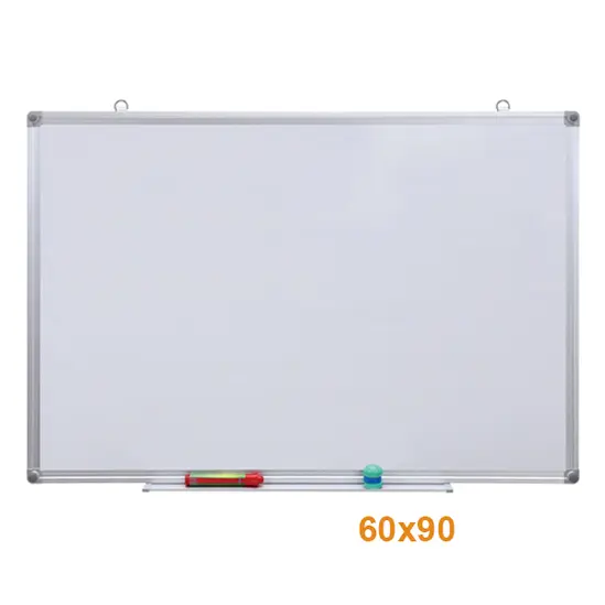 Бяла дъска с алуминиева рамка 60х90 см - снимана отпред, с размери на страните