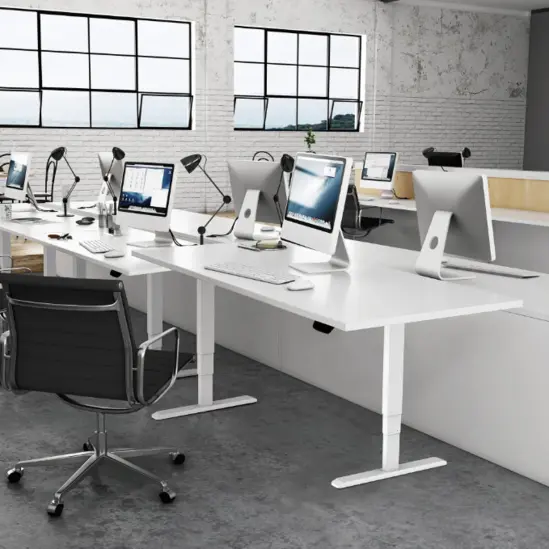 Бюро регулируемо ЛИБРЕ U3- бяла основа, бял плот