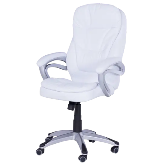 Директорски стол АРТЕМ- снимка отпред, бяла еко кожа