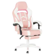 Геймърски стол ЖИЗЕЛ- бяла база, еко кожа