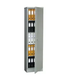 Архивен шкаф 183x45.8x45.8 см - с отворена врата, пълен с класьори, сниман отпред