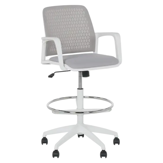 Работен стол ОРБИС- снимка отпред, бял полипропилен