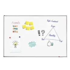 Бяла магнитна дъска с алуминиева рамка 60х90 см - снимка на дъската отпред, с рисунки върху нея