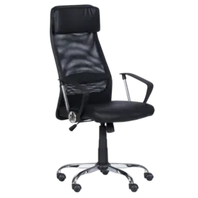 Директорски стол ВЕЛИСЛАВ- черна еко кожа, черен меш