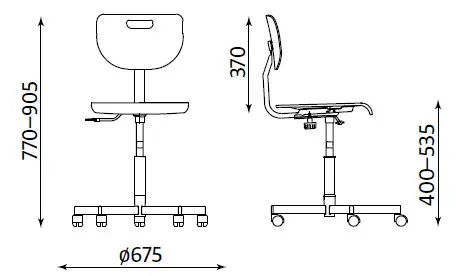 Работен стол ВЕРЕК-схема, размер на стола