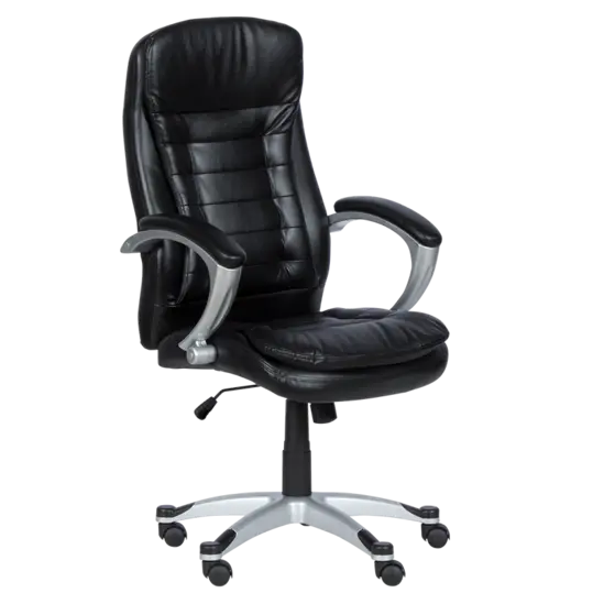 Директорски стол АЛБЕРТ- снимка отпред, черна еко кожа