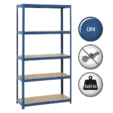 Метален стелаж BTL цинк 192x100x40см 65кг рафт - син, безболтов монтаж