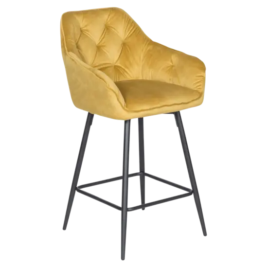 Бар стол АЛЕГ- жълт цвят, дамаска