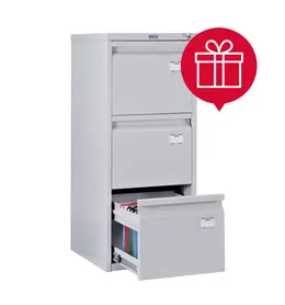 Метална картотека А PMT 43 с 3 чекмеджета в промо комплект с папки