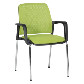 Посетителски стол КАВО-снимка отпред, зелен цвят дамаска