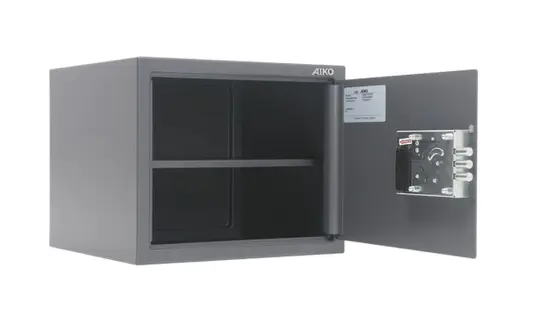 Метален сейф PMT 230 EL - отворен, сив, празен, с ел.заключване