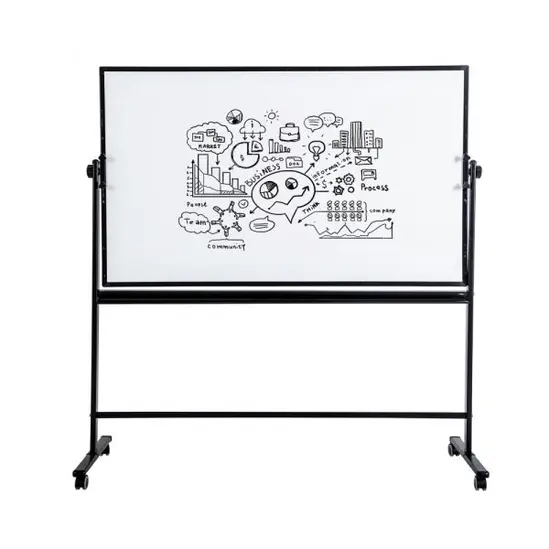 Бяла магнитна дъска 90х150 см мобилна - снимана отпред, сглобена, с рисунки