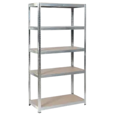 Метален стелаж BTL цинк 150x75x30см 100кг рафт- 5 рафта, цвят цинк