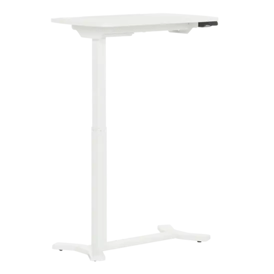 Работна маса на колелца- регулируема височина, бяла цвят