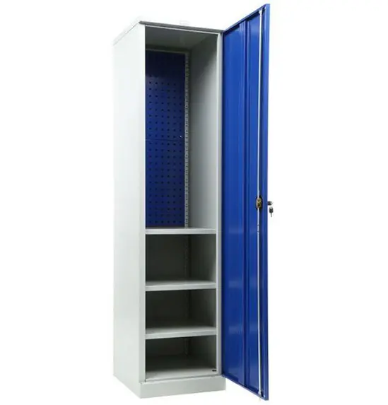 Шкаф за инструменти PMT 1947 TC300 - със синя врата, която е отворена, вътре с 3 рафта