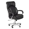 Президентски стол ЛОЗАН-снимка отстрани, естествена кожа, хромирани подлакътници с меки падове