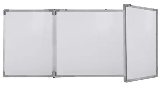 Бяла магнитна дъска 120х480 см тройна с алуминиева рамка - снимка на дъската отпред, разгъната