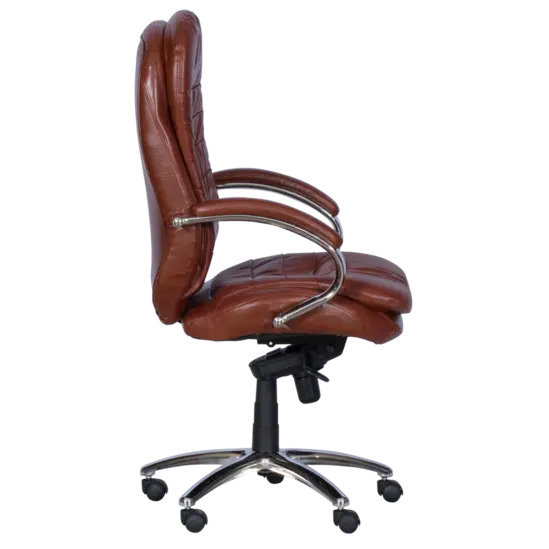 Президентски стол СТРУМЯНИ-отстрани сниман, хромирани подлакътници с падове