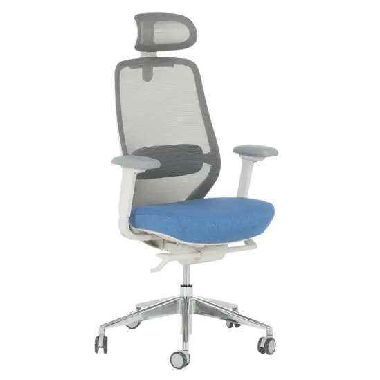 Работен стол ХЕЛИОС- ергономичен в два цвята, сив-син