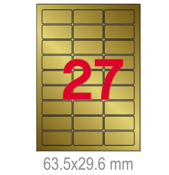 Полиестерни етикети злато 63.5х29.6 мм